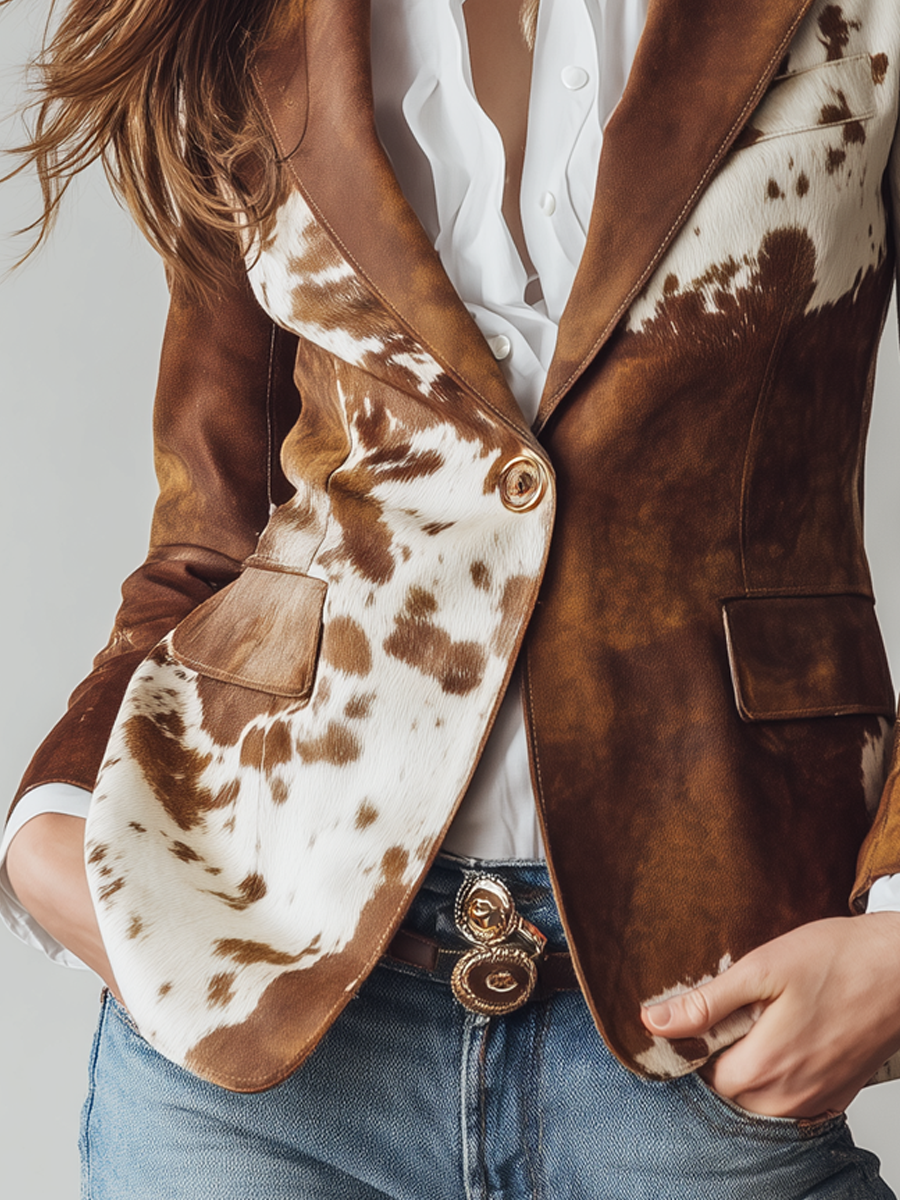 AGATHE | BLAZER VINTAGE CON ESTAMPADO DE VACA
