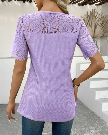 CAMISETA ENCAJE PANEL DE PUNTO