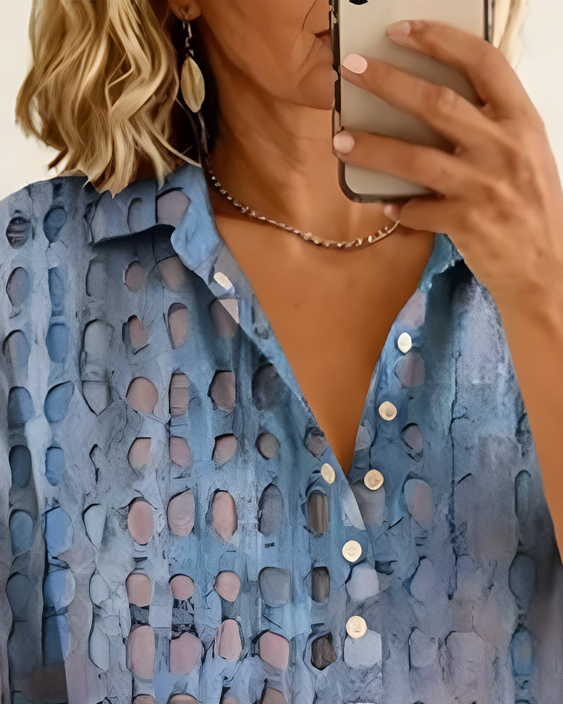 BLUSA ESTAMPADO LUNARES BOTÓN MEDIO-PATRON