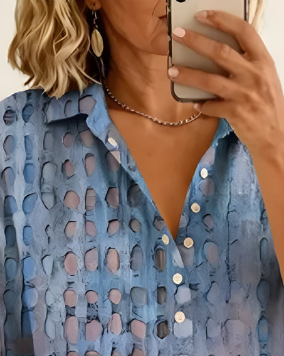 BLUSA ESTAMPADO LUNARES BOTÓN MEDIO-PATRON