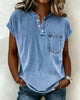 TOP LAVADO DENIM HENLEY MANGA CORTA