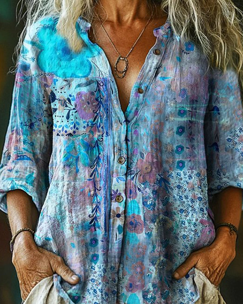 CAMISA ARTÍSTICO ESTAMPADO FLORAL