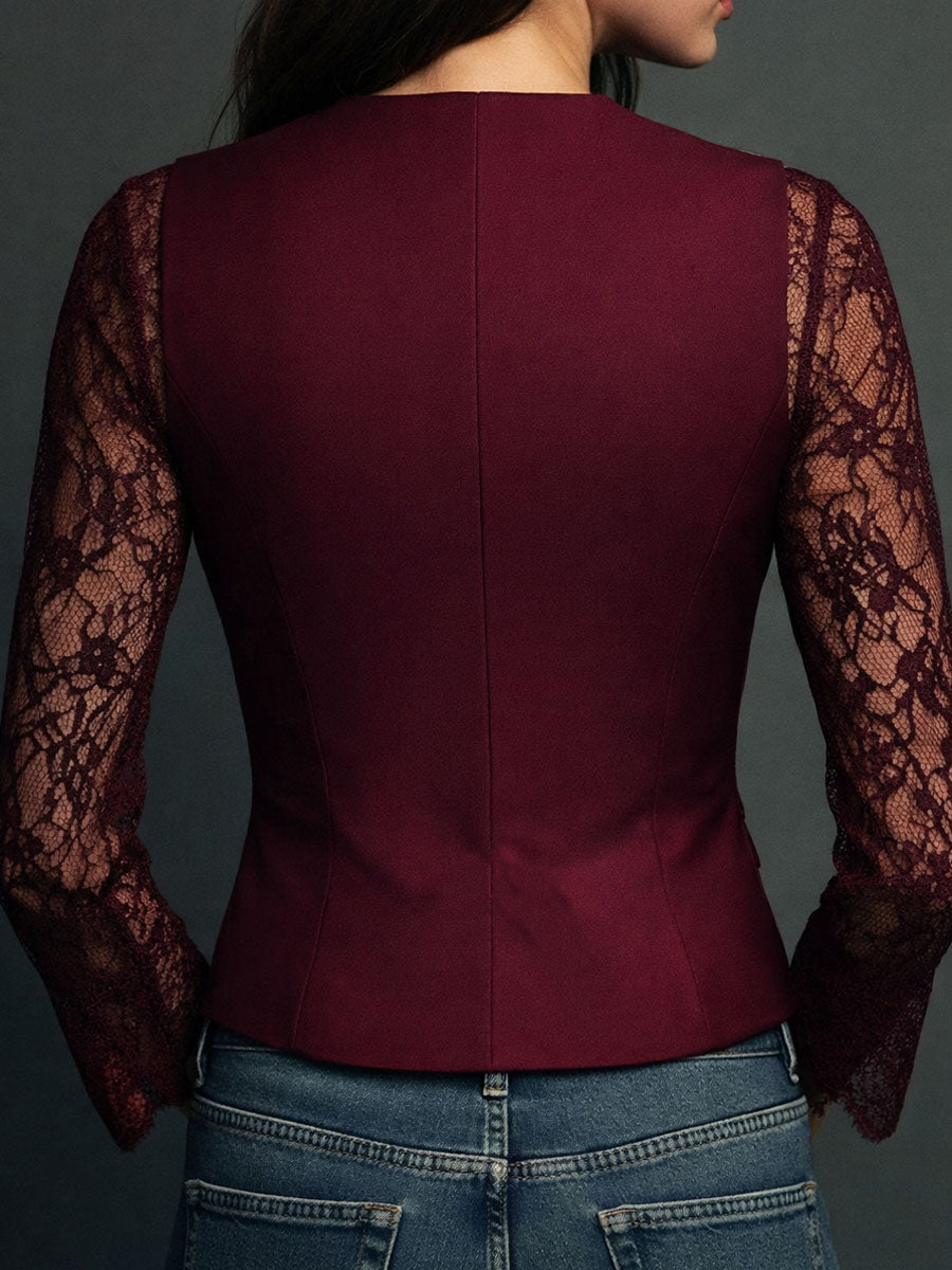 NOÉMI | TOP TIPO BLAZER CON MANGAS SEMITRANSPARENTES