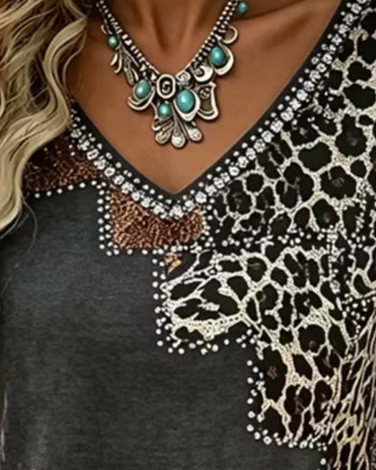 BLUSA CUELLO DE V LEOPARDO ESTAMPADO