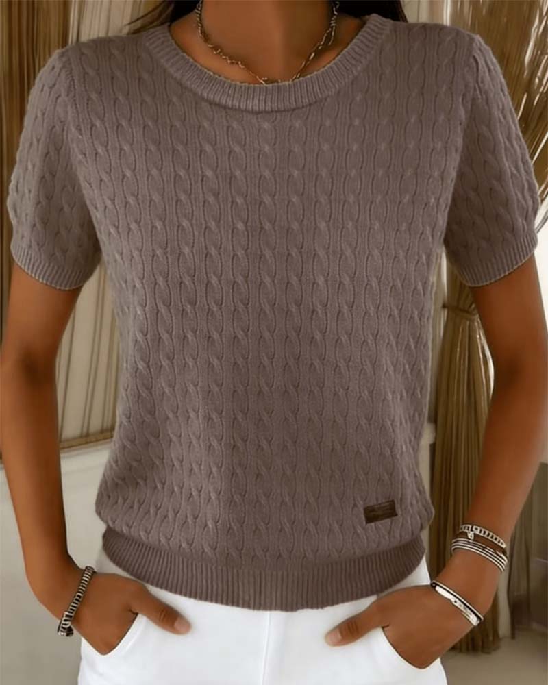 JERSEY CUELLO REDONDO MANGA CORTA LISA CASUAL