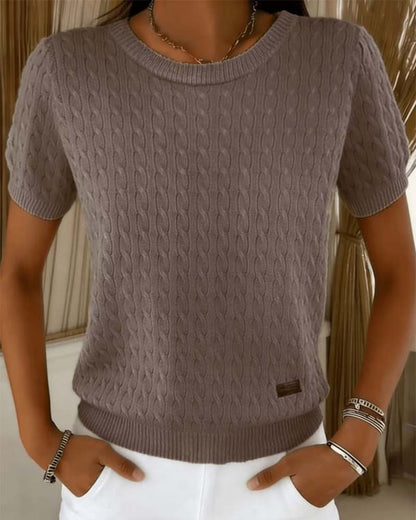 JERSEY CUELLO REDONDO MANGA CORTA LISA CASUAL