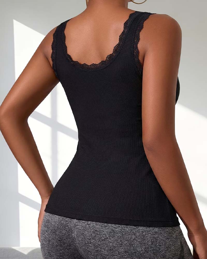 TOP DE TIRANTES MUJER CASUAL ENCAJE ACABADO ACOLCHADO