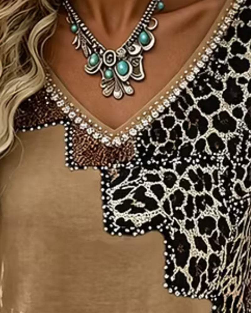 BLUSA CUELLO DE V LEOPARDO ESTAMPADO