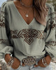 TOP BOHEMIO CUELLO DE V MANGA ABULLONADA