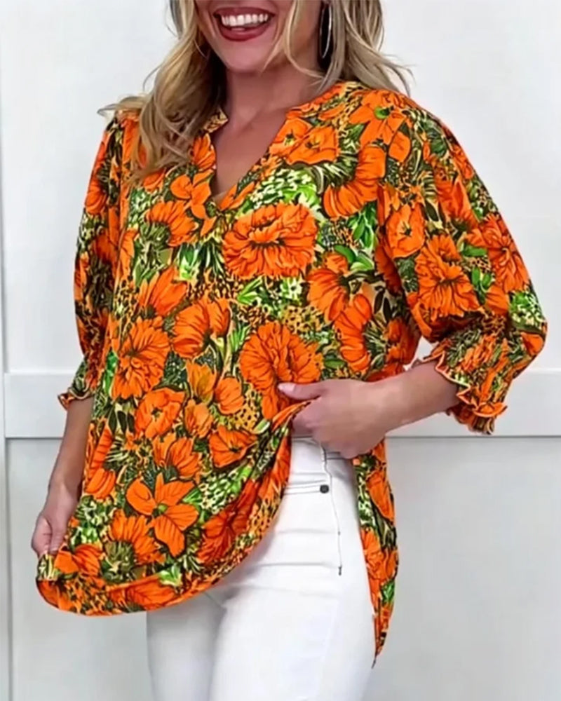 BLUSA MANGA CORTA MODERNO FLORAL