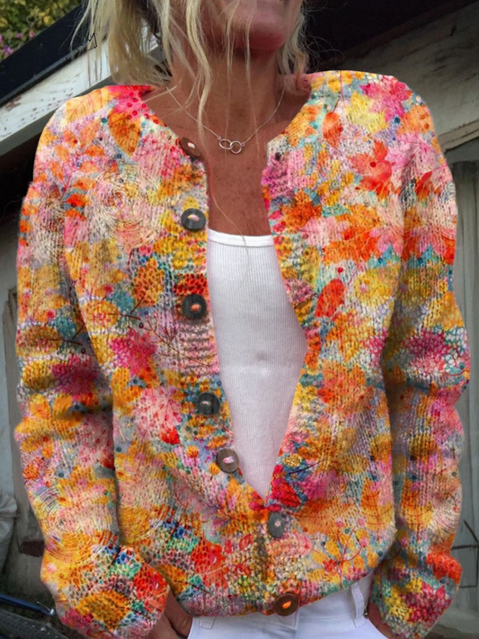 CÁRDIGAN CASUAL ABOTONADO CON ESTAMPADO FLORAL