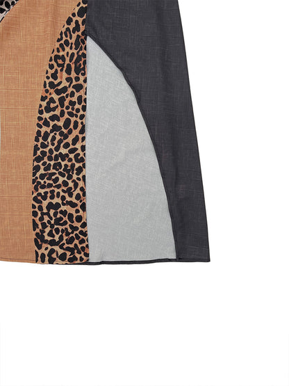 LUCIA | VESTIDO LARGO HALTER CON ESTAMPADO DE LEOPARDO Y DETALLES ASIMÉTRICOS