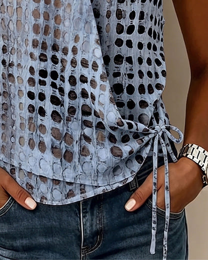 BLUSA CUELLO DE V CRUZADO HALTER LUNARES SIN MANGAS