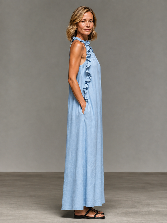 EMMA | VESTIDO LARGO CON VOLANTES SUAVES