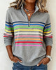 SUDADERA CON CUELLO CON CREMALLERA CON MITAD CON RAYAS ARCOÍRIS MODERNO