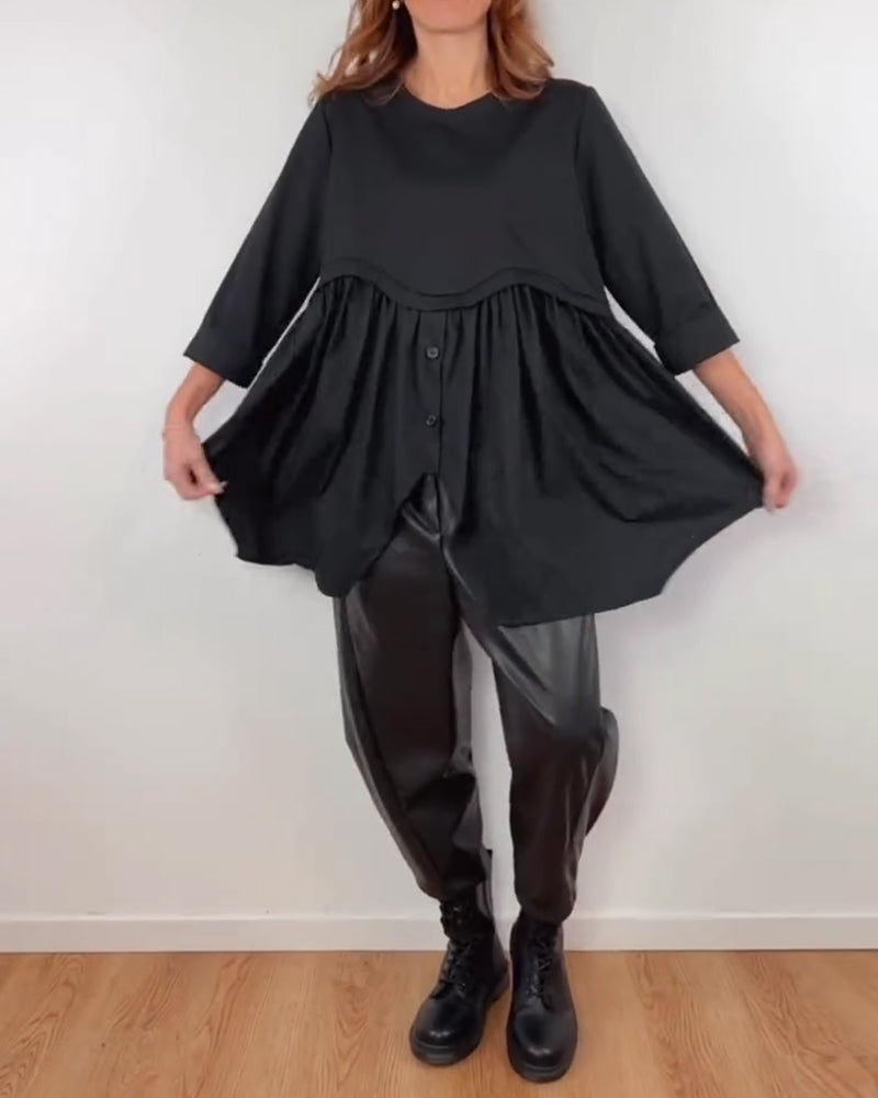 BLUSA LÍNEA A ASIMÉTRICA PLISADO