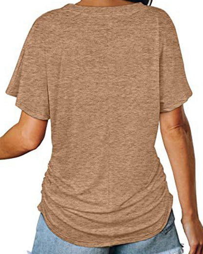 CAMISETA PLISADO LISO CUELLO DE V