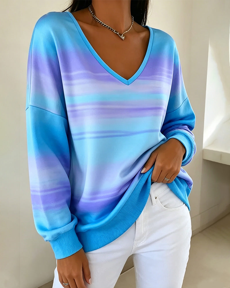 SUDADERA CUELLO DE V MANGA LARGA DEGRADADO