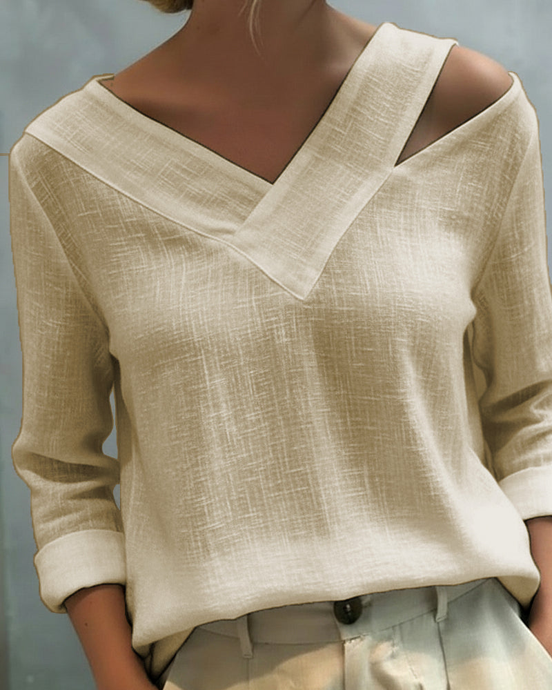 TOP ELEGANTE CUELLO DE V ESCOTE TIRANTE CAÍDO