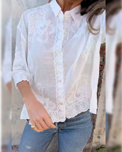 CAMISA LISA CUELLO VUELTO BOTONES ESTAMPADO