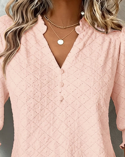 TOP CUELLO DE V ROMBOS MANGA CORTA