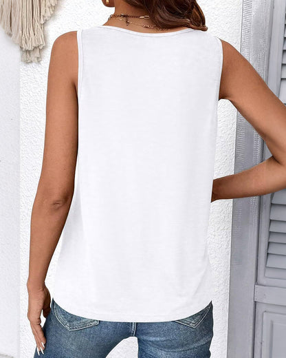 TOP DE TIRANTES LISA COLOR CUELLO DE V SIN MANGAS HOLGADO