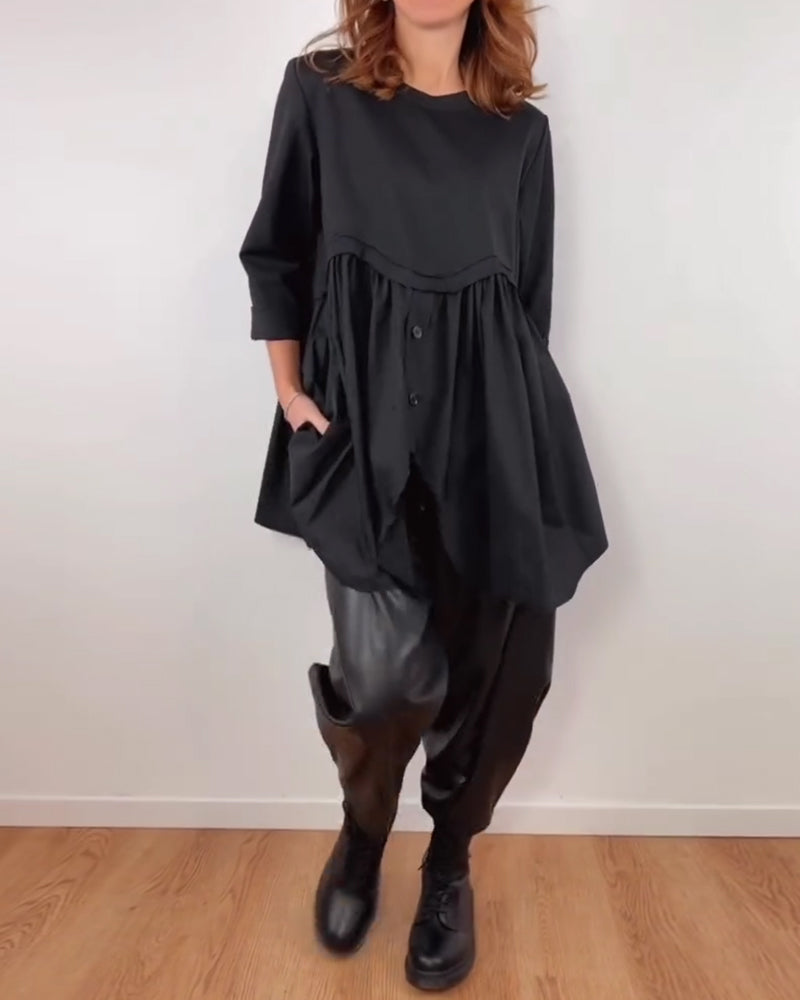 BLUSA LÍNEA A ASIMÉTRICA PLISADO
