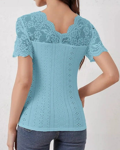 BLUSA GRANDE TALLA ENCAJE PIEZA MANGA CORTA