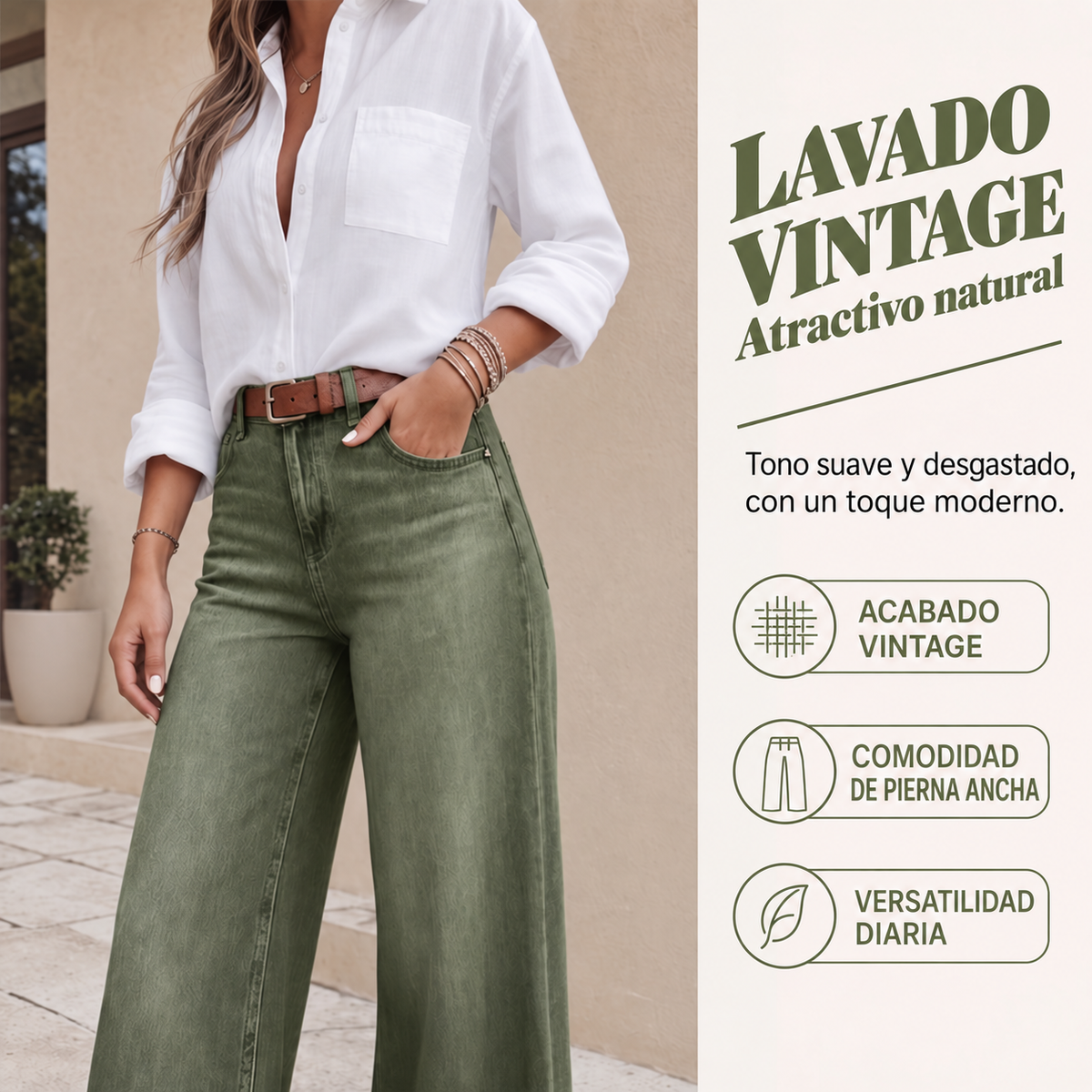 VAQUEROS DE PIERNA ANCHA QUE ESTILIZAN LA FIGURA