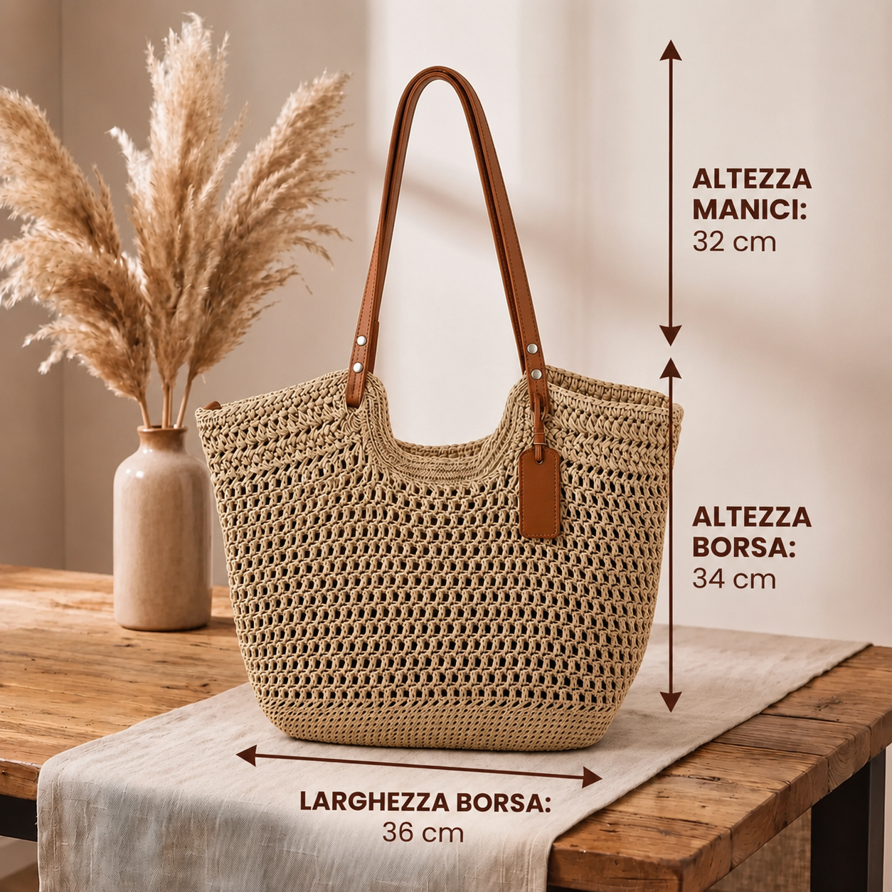 CAMELIA | BOLSO GRANDE TEJIDO A MANO EN CROCHÉ - MARFIL