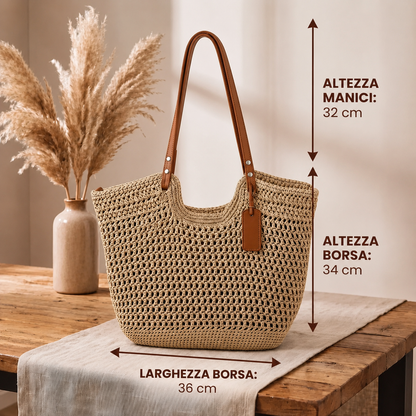 CAMELIA | BOLSO GRANDE TEJIDO A MANO EN CROCHÉ - MARFIL