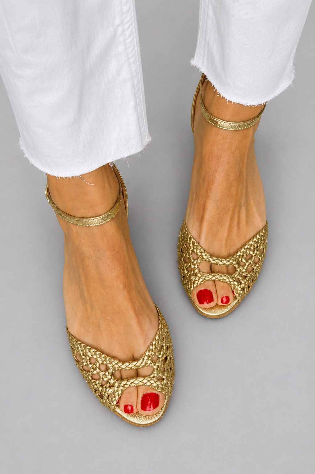 ISADORA™ | SANDALIAS DORADAS TRENZADAS