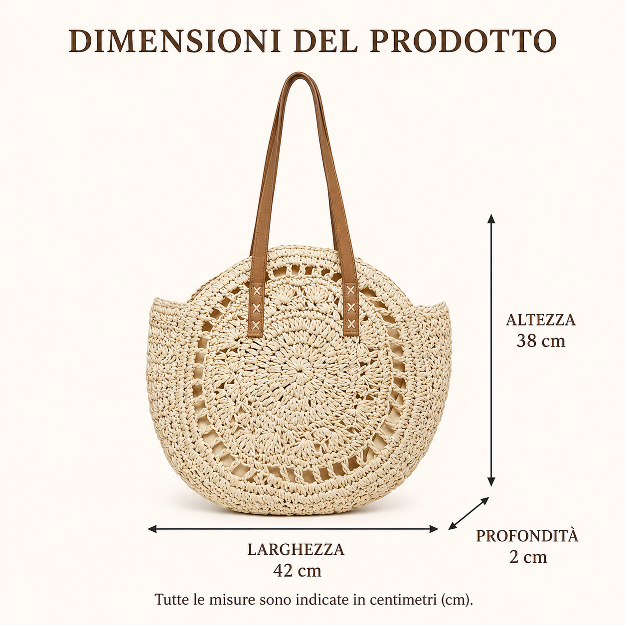 LISA | BOLSO REDONDO DE PAJA TRENZADA - BEIGE