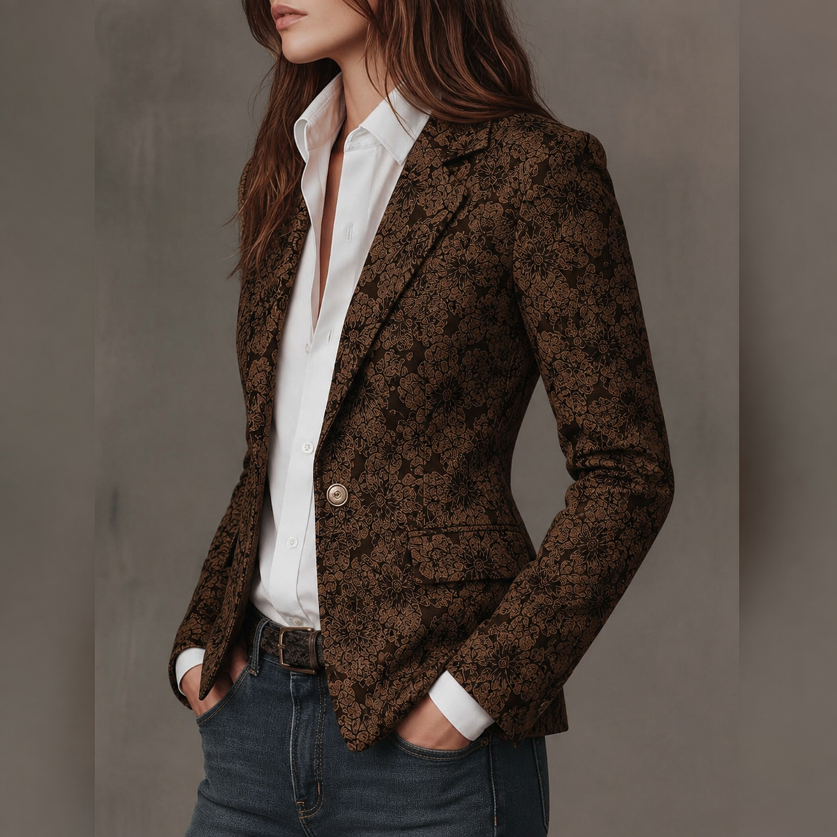 ESTELLE | BLAZER ENTALLADO DE JACQUARD CON ESTAMPADO DE CACHEMIRA