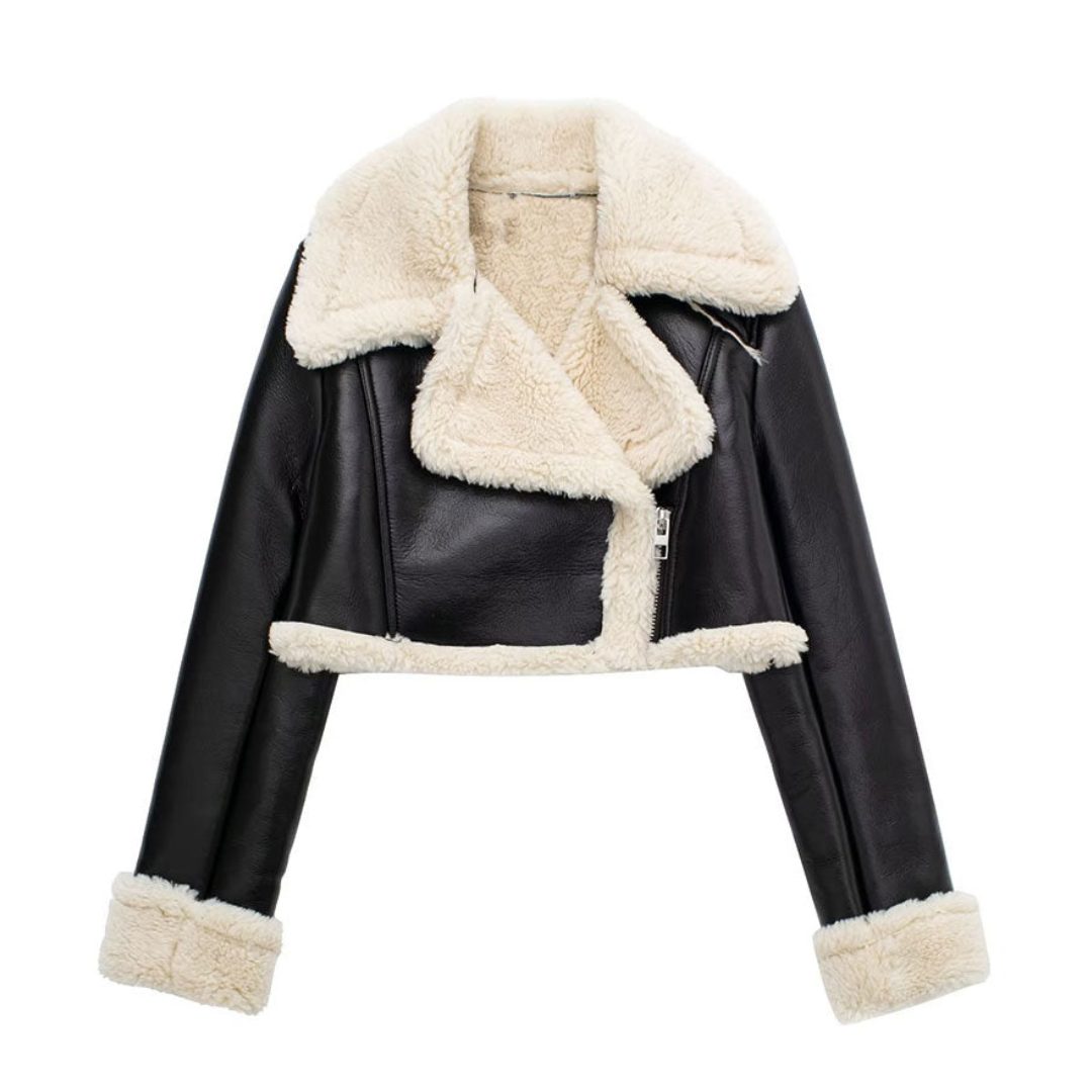 GENAYA | CHAQUETA CORTA CON CUELLO DE PELO