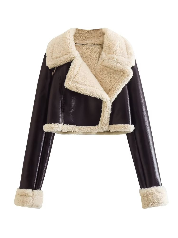 GENAYA | CHAQUETA CORTA CON CUELLO DE PELO