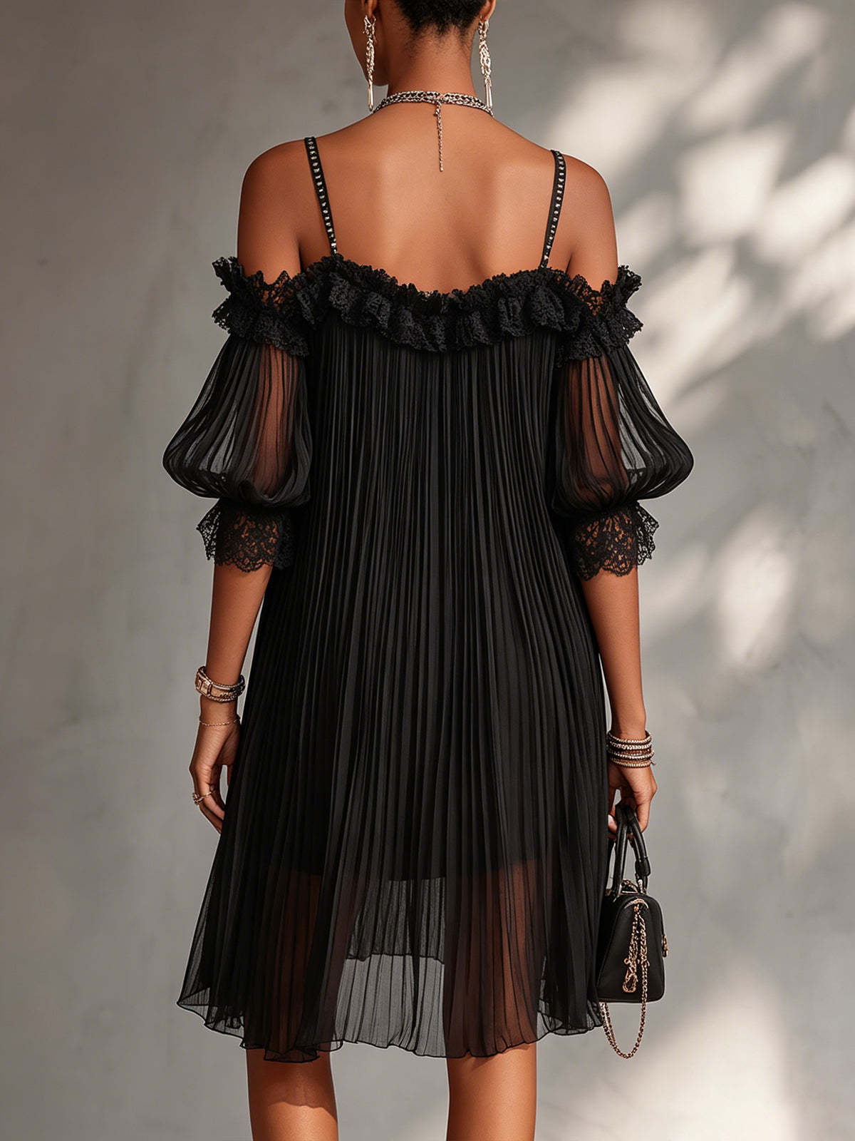 AURORE | VESTIDO LARGO DE GASA CON ESCOTE EN V