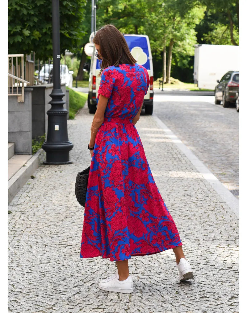 AMALIA | VESTIDO BOHEMIO ESTAMPADO CON ESCOTE EN V