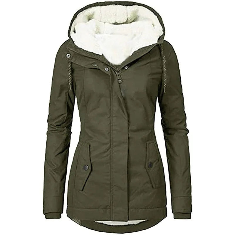 2025 Otoño e Invierno nueva chaqueta de mujer Color sólido chaqueta de lana mediana y larga para ir al trabajo Mujer
