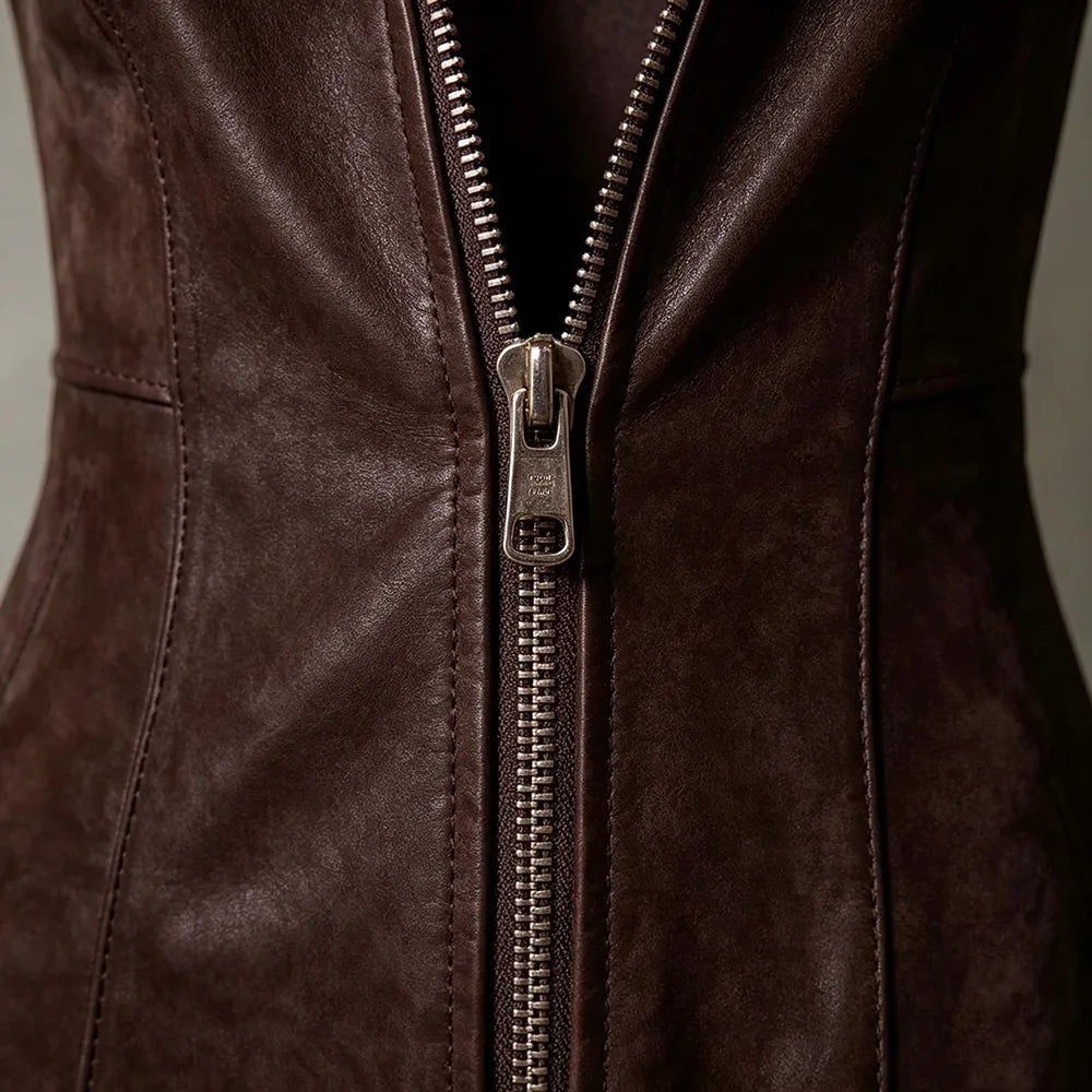 MALENA | VESTIDO LARGO EFECTO ANTE CON CINTURÓN