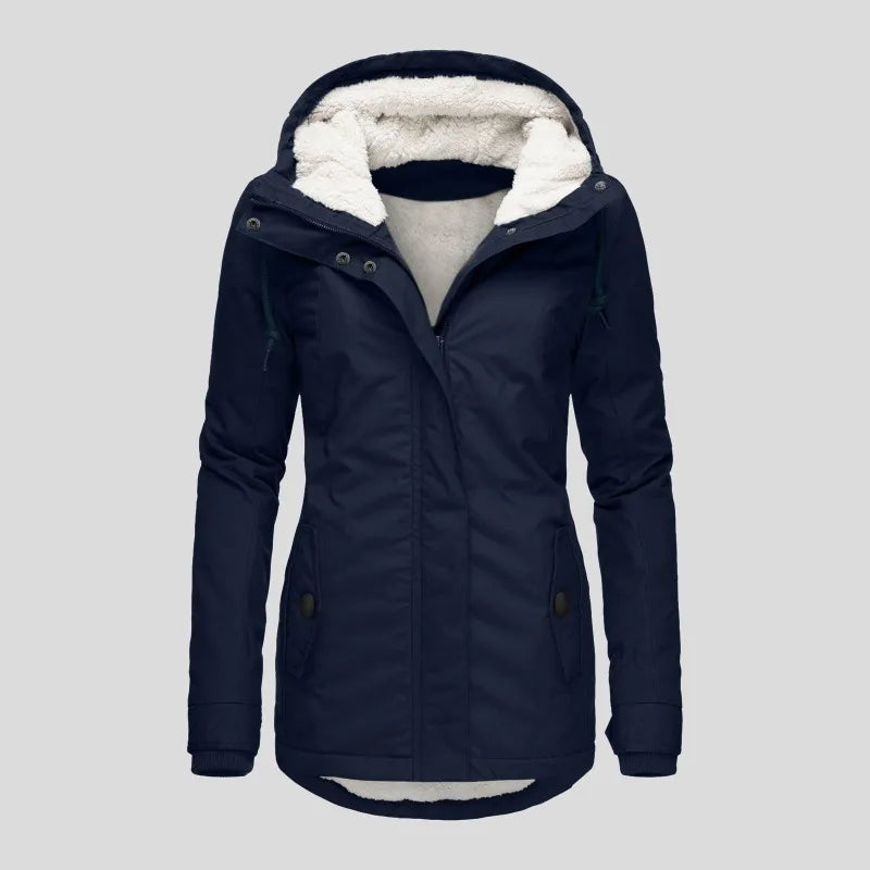 2025 Otoño e Invierno nueva chaqueta de mujer Color sólido chaqueta de lana mediana y larga para ir al trabajo Mujer