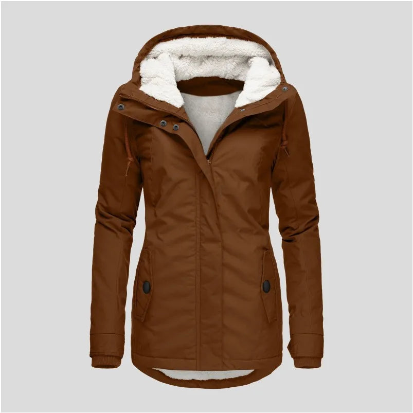 2025 Otoño e Invierno nueva chaqueta de mujer Color sólido chaqueta de lana mediana y larga para ir al trabajo Mujer