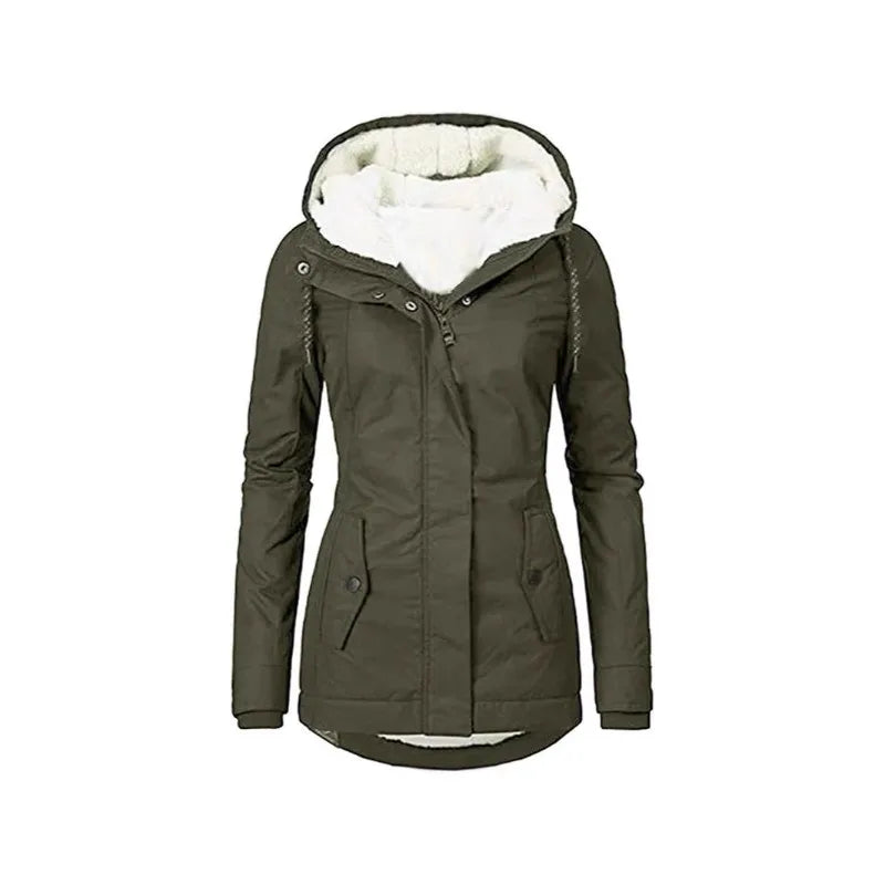 2025 Otoño e Invierno nueva chaqueta de mujer Color sólido chaqueta de lana mediana y larga para ir al trabajo Mujer