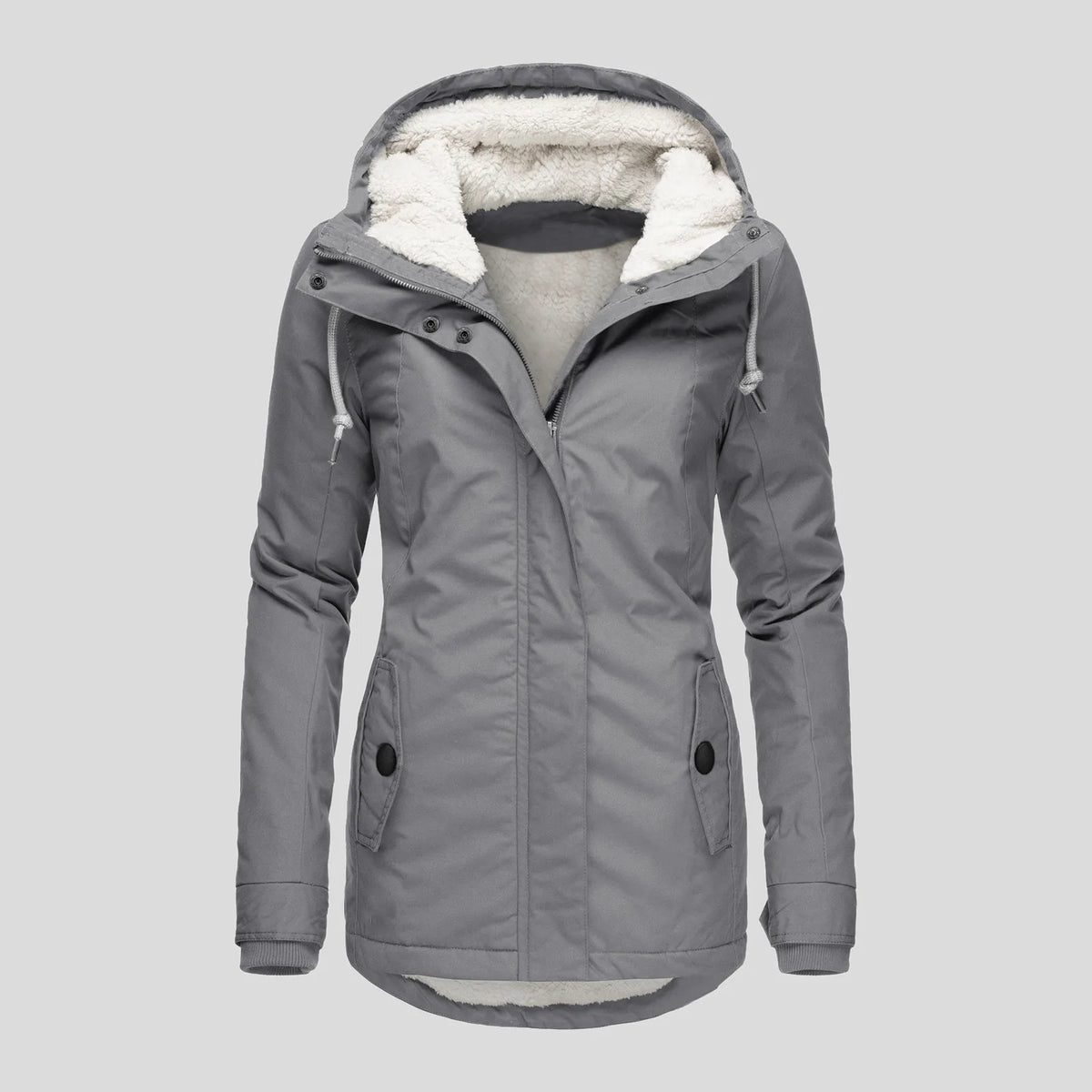 2025 Otoño e Invierno nueva chaqueta de mujer Color sólido chaqueta de lana mediana y larga para ir al trabajo Mujer