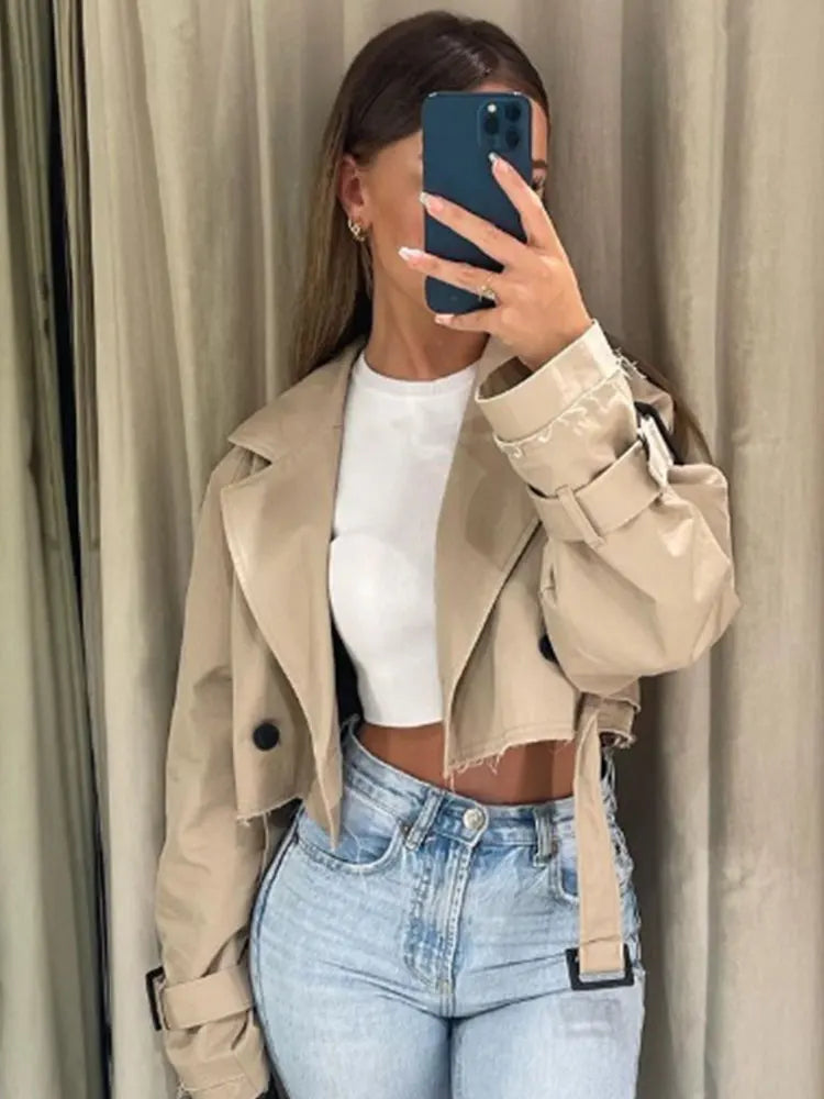 SAGE | CHAQUETA CORTA CON CINTURÓN