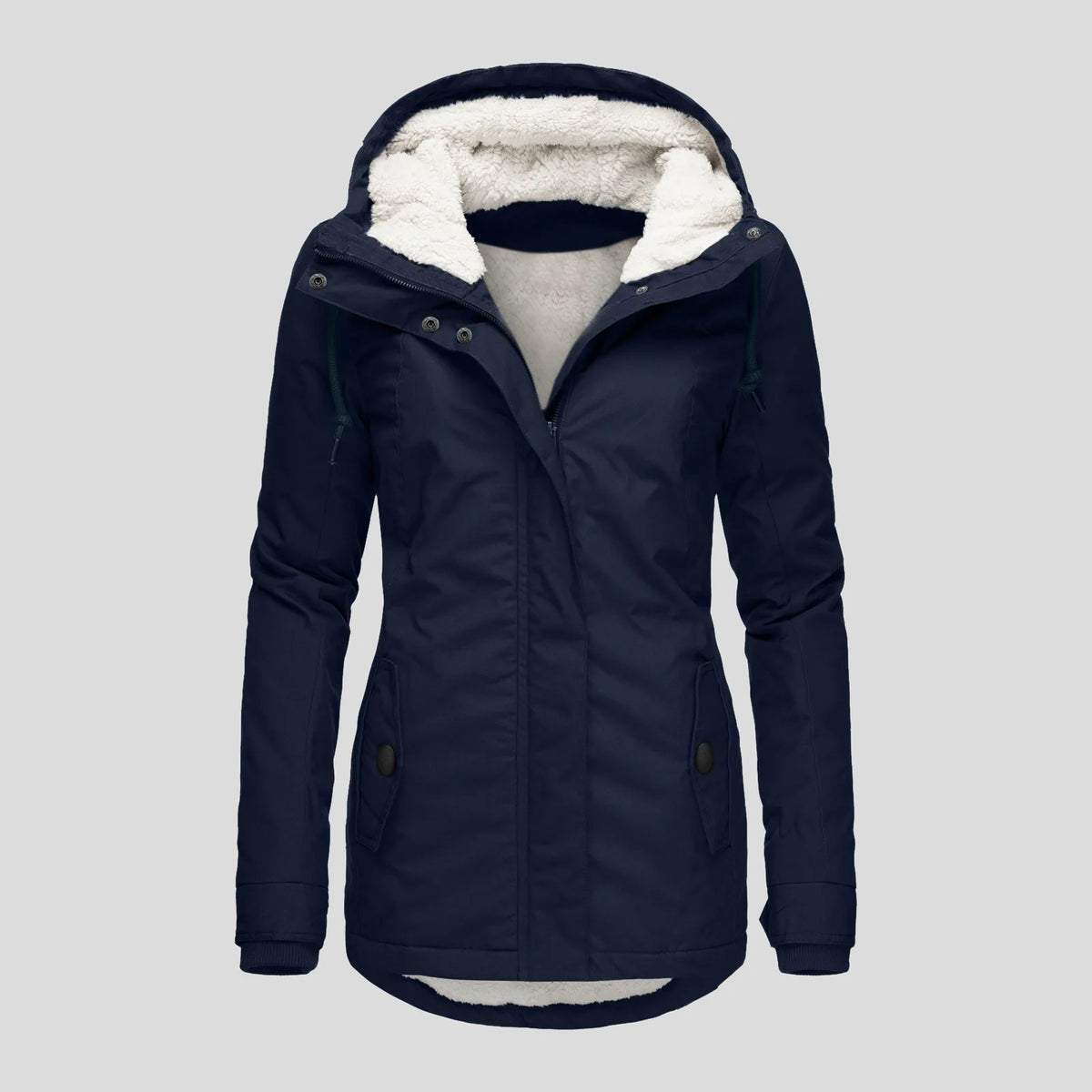 2025 Otoño e Invierno nueva chaqueta de mujer Color sólido chaqueta de lana mediana y larga para ir al trabajo Mujer