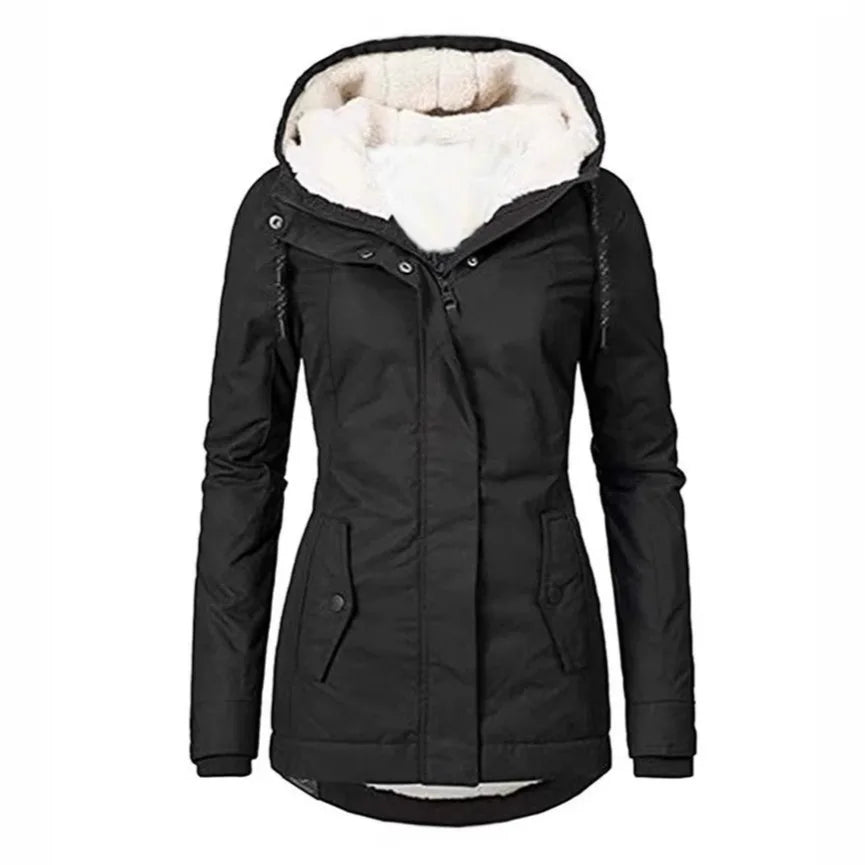 2025 Otoño e Invierno nueva chaqueta de mujer Color sólido chaqueta de lana mediana y larga para ir al trabajo Mujer
