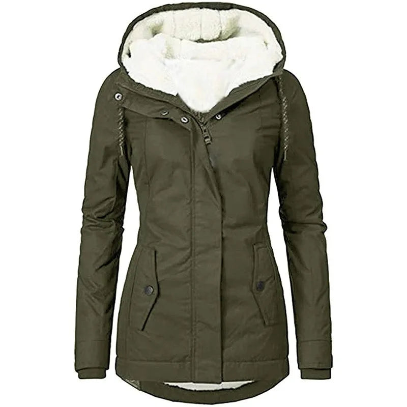 2025 Otoño e Invierno nueva chaqueta de mujer Color sólido chaqueta de lana mediana y larga para ir al trabajo Mujer