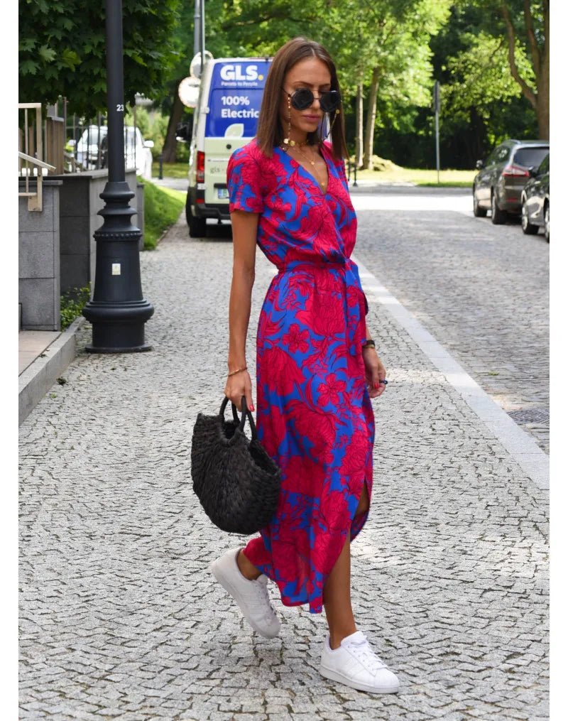 AMALIA | VESTIDO BOHEMIO ESTAMPADO CON ESCOTE EN V