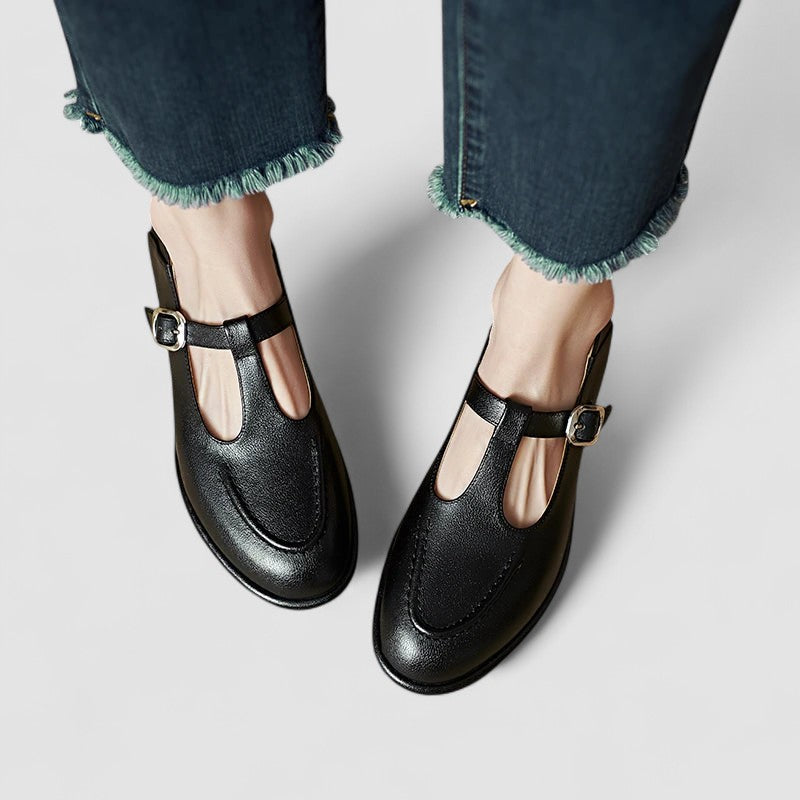 AMÉLIE | ZAPATOS MERCEDITAS BROGUE CON TACÓN BAJO